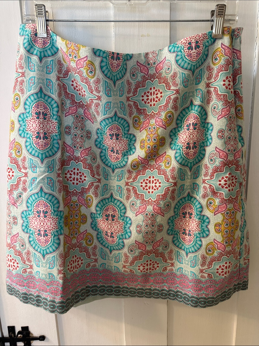Talbots pink/green cotton skirt